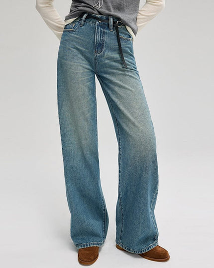 TALKLESSFASHION Retro Wide-Leg Denim Elegance