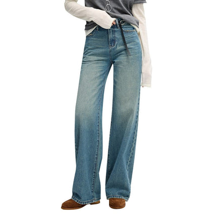 TALKLESSFASHION Retro Wide-Leg Denim Elegance
