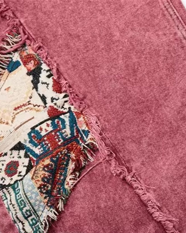 TALKLESSFASHION Retro Worn Stitching EdgingJean—5558