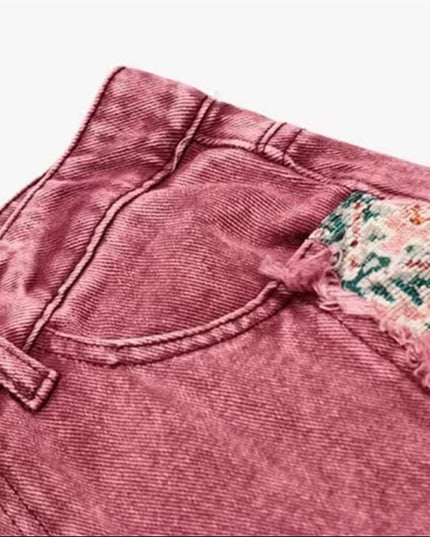 TALKLESSFASHION Retro Worn Stitching EdgingJean—5558