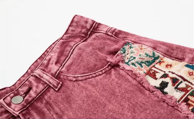 TALKLESSFASHION Retro Worn Stitching EdgingJean—5558