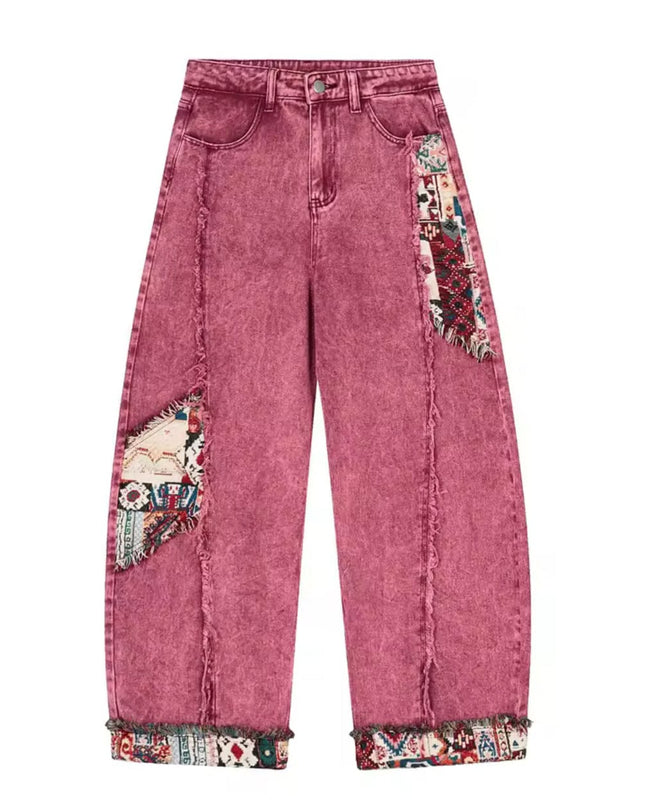 TALKLESSFASHION Retro Worn Stitching EdgingJean—5558