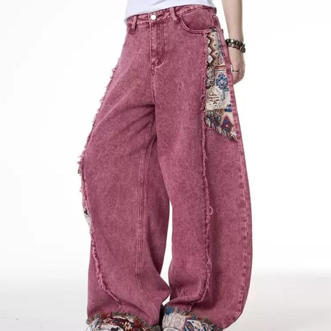 TALKLESSFASHION Retro Worn Stitching EdgingJean—5558
