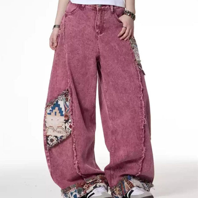 TALKLESSFASHION Retro Worn Stitching EdgingJean—5558