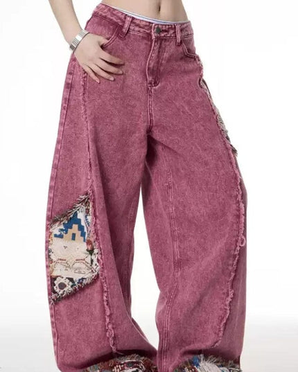TALKLESSFASHION Retro Worn Stitching EdgingJean—5558