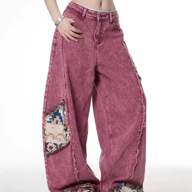 TALKLESSFASHION Retro Worn Stitching EdgingJean—5558