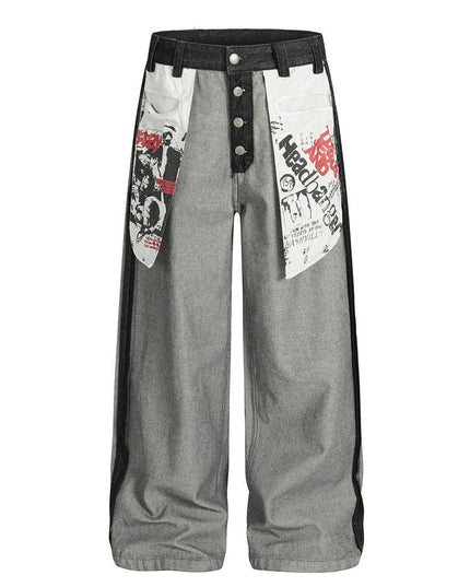 TALKLESSFASHION reversed, wearing large pocket printed jeans