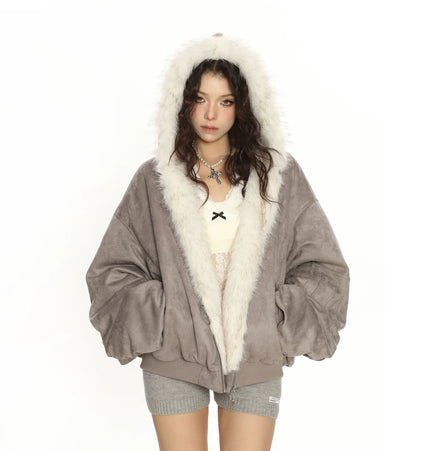 TALKLESSFASHION Reversible Suede Faux Fur Jacket