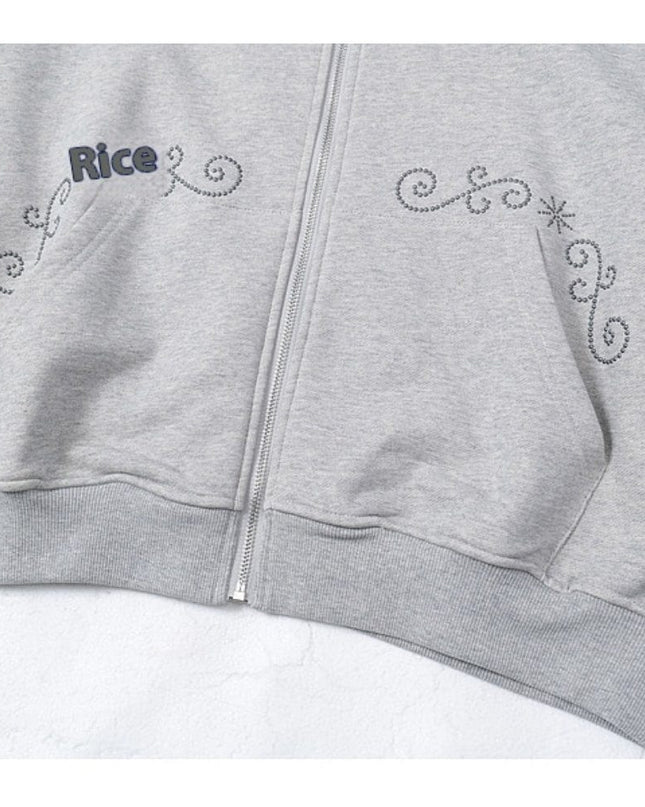 TALKLESSFASHION Rivet Zipper Unisex Hoodie Sweater—2251