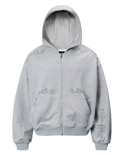 TALKLESSFASHION Rivet Zipper Unisex Hoodie Sweater—2251