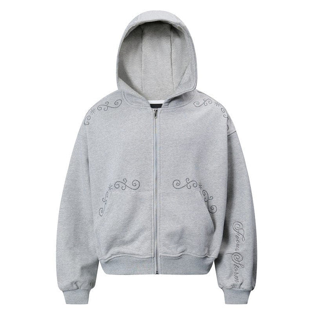 TALKLESSFASHION Rivet Zipper Unisex Hoodie Sweater—2251