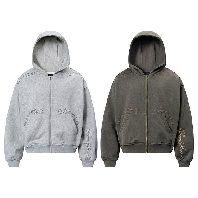 TALKLESSFASHION Rivet Zipper Unisex Hoodie Sweater—2251