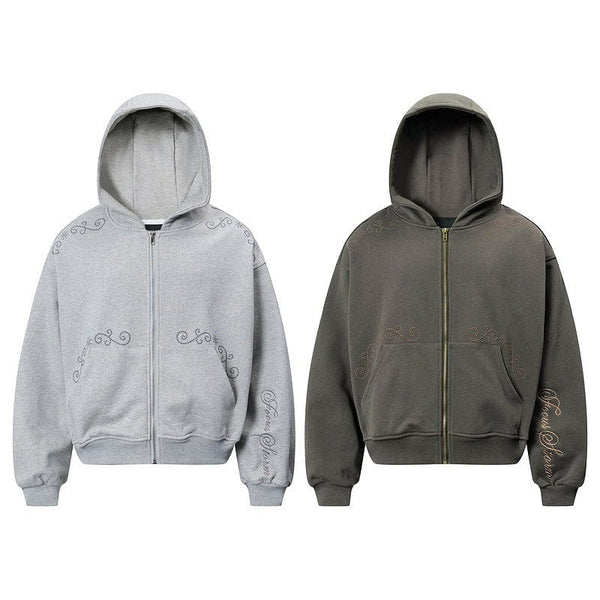 Rivet Zipper Unisex Hoodie Sweater—2251