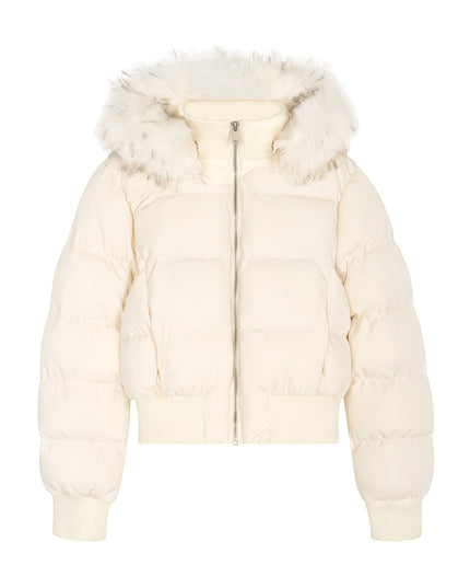 TALKLESSFASHION S / apricot American Fur Collar Cropped Puffer