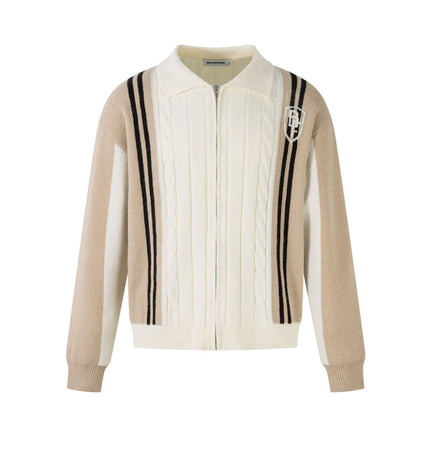 TALKLESSFASHION S / apricot Jiayiku men's clothing 2025 autumn new Korean lazy campus style striped knitwear motorcycle sweater base layer