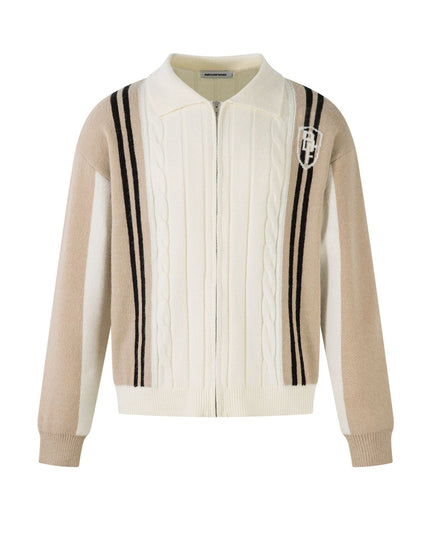 TALKLESSFASHION S / apricot Jiayiku men's clothing 2025 autumn new Korean lazy campus style striped knitwear motorcycle sweater base layer