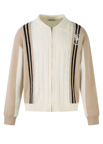 THETLSTUDIO S / apricot Jiayiku men's clothing 2025 autumn new Korean lazy campus style striped knitwear motorcycle sweater base layer