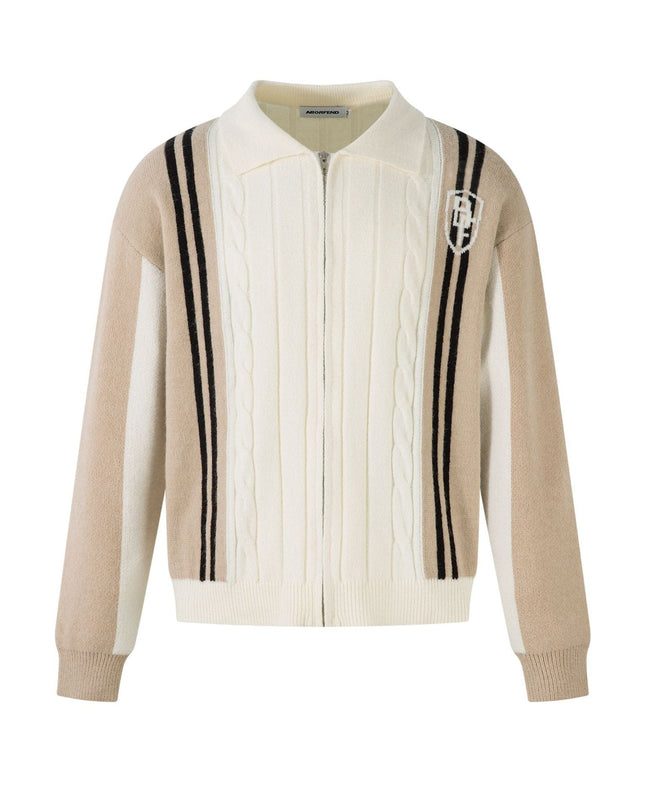 TALKLESSFASHION S / apricot Jiayiku men's clothing 2025 autumn new Korean lazy campus style striped knitwear motorcycle sweater base layer