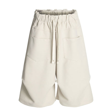 TALKLESSFASHION S / apricot K534 American summer high-end versatile street trend pleats reverse design men's loose five-point casual shorts
