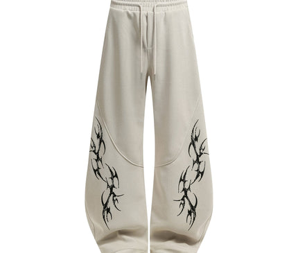 TALKLESSFASHION S / apricot Retro Scimitar Wide-Leg Sweatpants