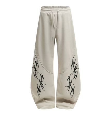TALKLESSFASHION S / apricot Retro Scimitar Wide-Leg Sweatpants