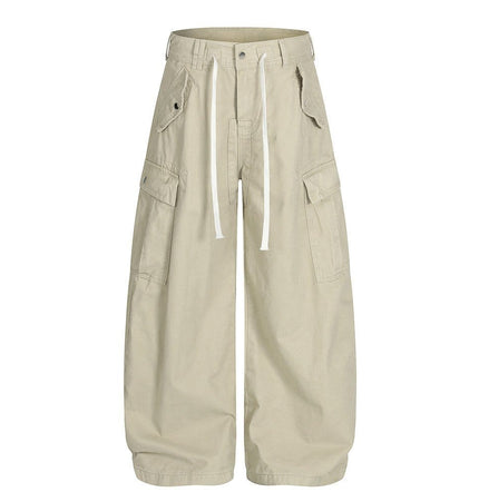 TALKLESSFASHION S / apricot TALKLESSFASHION: Urban Edge Multi-Pocket Scimitar Slacks