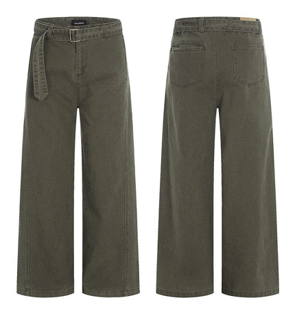 THETLSTUDIO S / Army Green CK6919 GXFortune American Vintage Design Straight Slacks Men's and Women's Cleanfit slimming wide-leg jeans