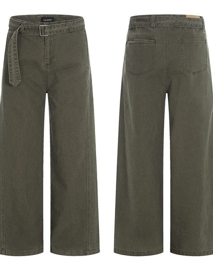TALKLESSFASHION S / Army Green CK6919 GXFortune American Vintage Design Straight Slacks Men's and Women's Cleanfit slimming wide-leg jeans