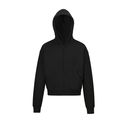 TALKLESSFASHION S / black 0036 American retro trend men's and women's high street version design solid color men's zipper short and wide hooded sweatshirt
