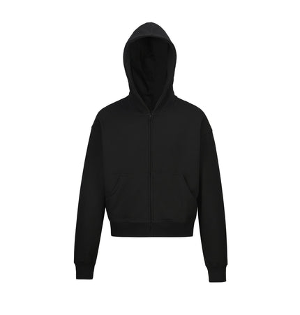 TALKLESSFASHION S / black 0036 American retro trend men's and women's high street version design solid color men's zipper short and wide hooded sweatshirt