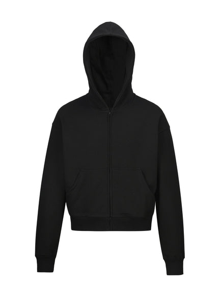 THETLSTUDIO S / black 0036 American retro trend men's and women's high street version design solid color men's zipper short and wide hooded sweatshirt