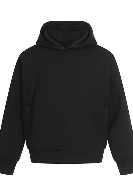 THETLSTUDIO S / black 0273 American retro high-end neutral solid color simple design heavy men's short and wide hooded sweatshirt