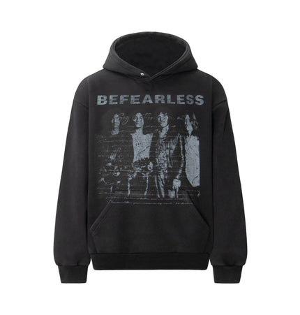 THETLSTUDIO S / black 2018 American retro trend heavy compound washed character pattern design men's hooded loose hooded sweatshirt