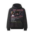 TALKLESSFASHION S / black 2021 American retro trend heavy composite washed character print design men's hooded loose hooded sweatshirt