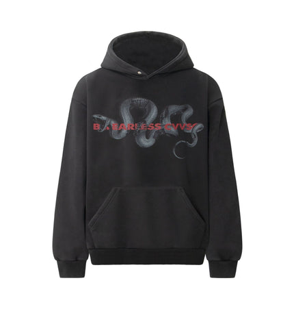 TALKLESSFASHION S / black 2022 American retro trend heavy compound washed snake year limited design men's hooded loose hooded sweatshirt