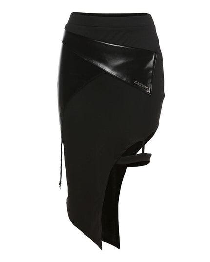 TALKLESSFASHION S / black 2022 cross-border European and American style spring new women's clothing solid color slim high waist fashion irregular slit skirt for women