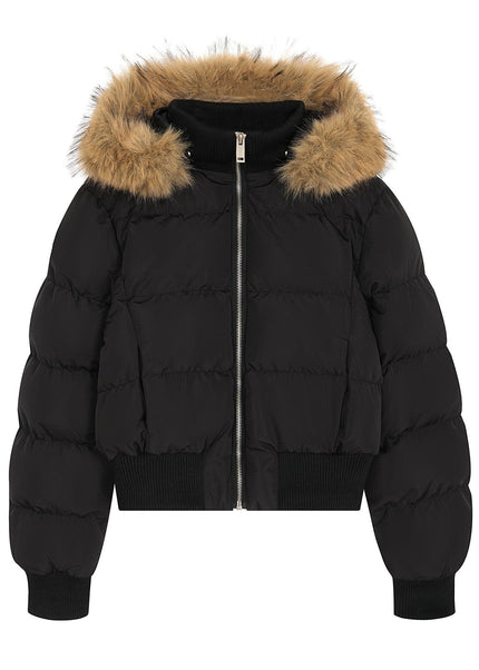 THETLSTUDIO S / black American Fur Collar Cropped Puffer