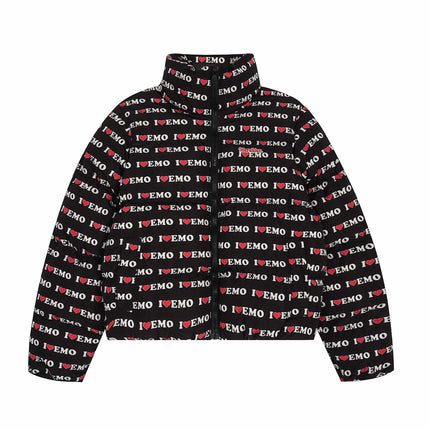 TALKLESSFASHION S / black American Retro Love Letters Cropped Puffer