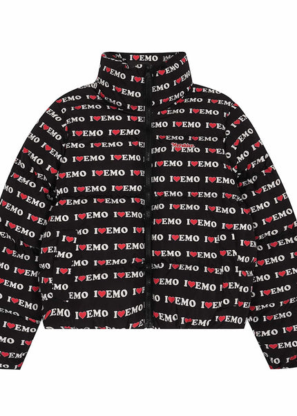 THETLSTUDIO S / black American Retro Love Letters Cropped Puffer