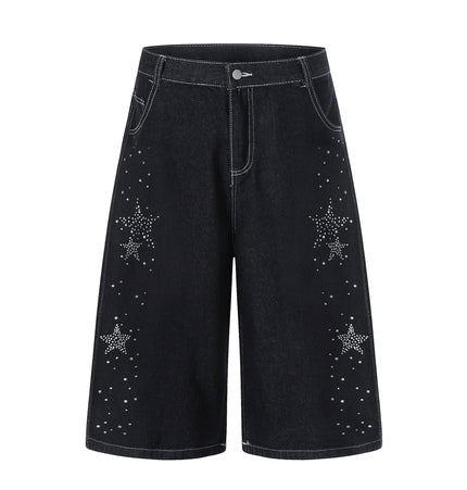 THETLSTUDIO S / black BLACKLISTS American heavy industry star hot diamond primary color denim cropped pants men's and women's design wide-leg shorts summer