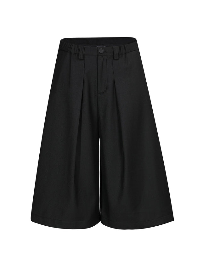 TALKLESSFASHION S / black D2509 American Retro Unisex Pendant Trendy Pleated Design Men's Loose Casual Capri Shorts