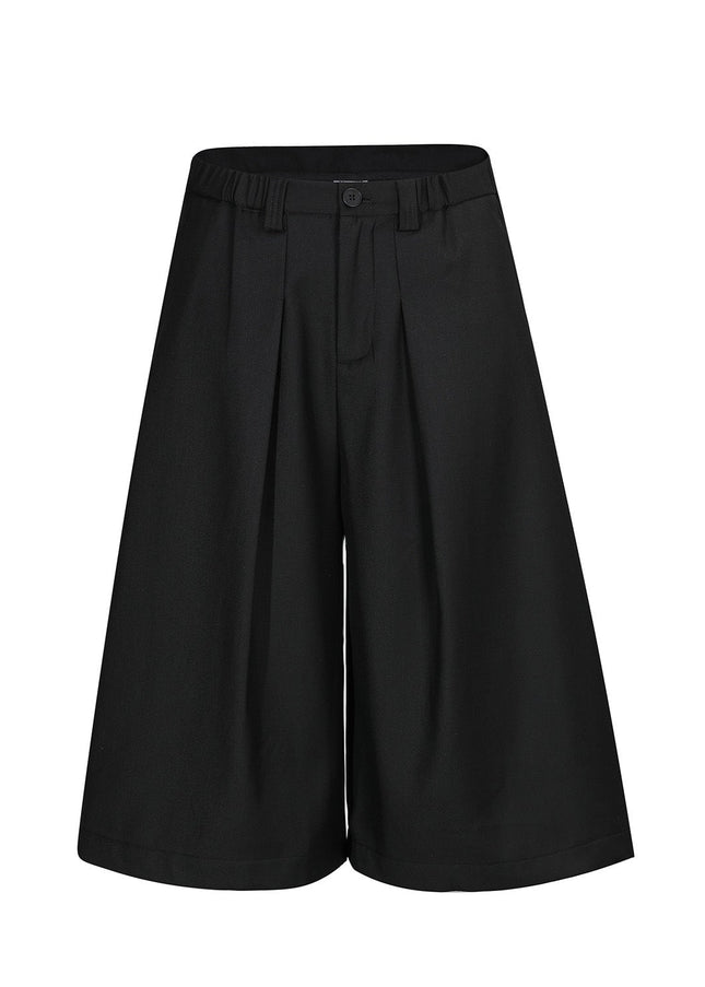 TALKLESSFASHION S / black D2509 American Retro Unisex Pendant Trendy Pleated Design Men's Loose Casual Capri Shorts