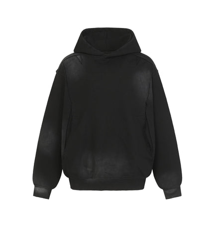 TALKLESSFASHION S / black Dirty Wash Special Shape Hoodie