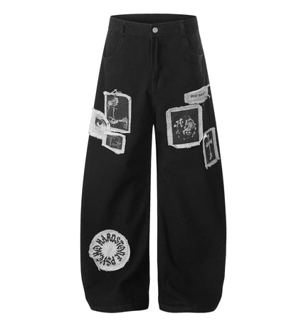 THETLSTUDIO S / black EON 26 spring new spot American street trendy high street individual pattern design casual trousers men