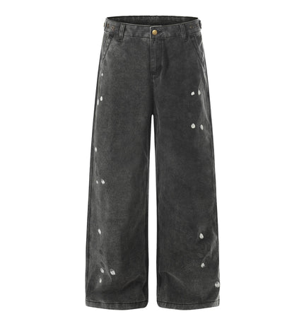 TALKLESSFASHION S / black EON 26 spring new spot American street trendy high street personality splash ink design casual trousers men
