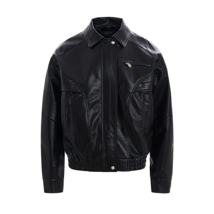 TALKLESSFASHION S / black EON 26 spring new spot American street trendy high street simple and versatile loose PU leather jacket jacket for men