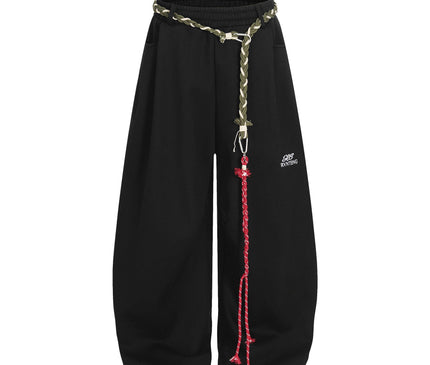 TALKLESSFASHION S / black Fleece Scimitar Wide-Leg Sweatpants