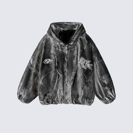TALKLESSFASHION S / black GUO WEAR wasteland style, national tide, mottled distressed overalls, men's and women's winter cotton clothes, casual and versatile