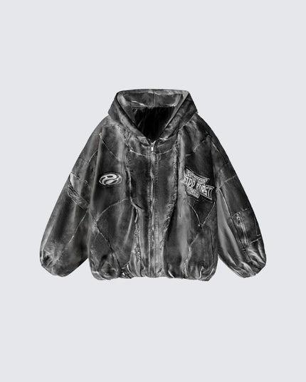 TALKLESSFASHION S / black GUO WEAR wasteland style, national tide, mottled distressed overalls, men's and women's winter cotton clothes, casual and versatile