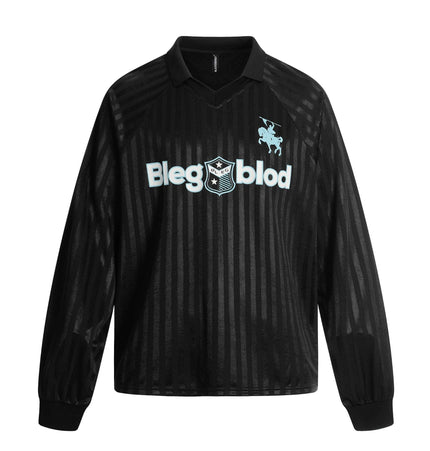 THETLSTUDIO S / black Jersey Campus Lapel Polo Sweatshirt